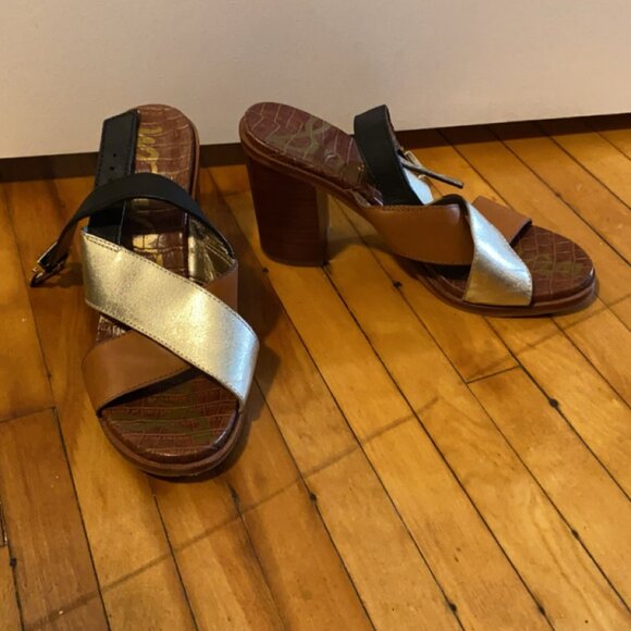 Sam Edelman Colour Block Strappy Sandals - Size 8.5 - Picture 1 of 6